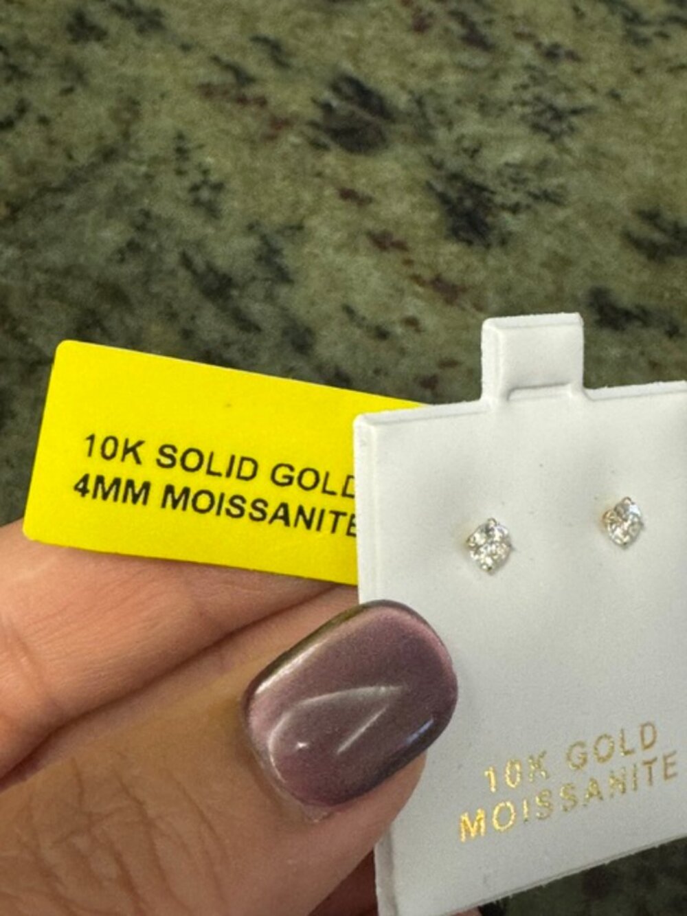 10K Solid Gold 4MM Moissanite 0.50 CTW VVSD Color Round Stud Earrings - NWT